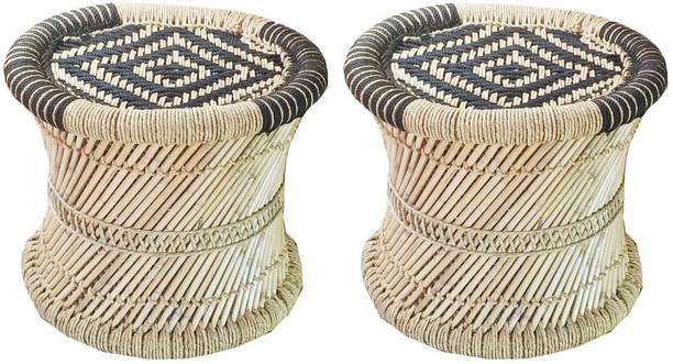 LV Handmade Handmade Bamboo stool for Home & Office flower design Size 15X16 Outdoor & Cafeteria Stool