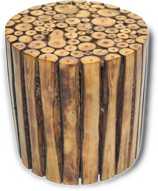 manzees Wooden Round Shaped Antique Logs Stool | Living Room Stool | Pack of 1 Stool