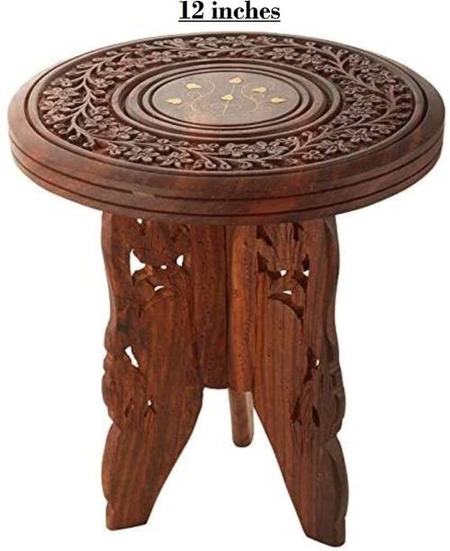 UWI CRAFTS Wooden Round Table Foldable with 3 Leg for Living Room Long Lasting Durable Living & Bedroom Stool