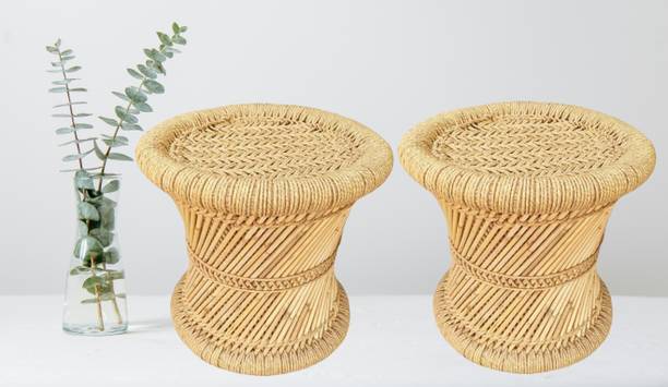 KISMAT COLLECTION Sada Mudda Stool, Chair For Living Room Round Shape Wooden Stool For Garden Outdoor & Cafeteria Stool