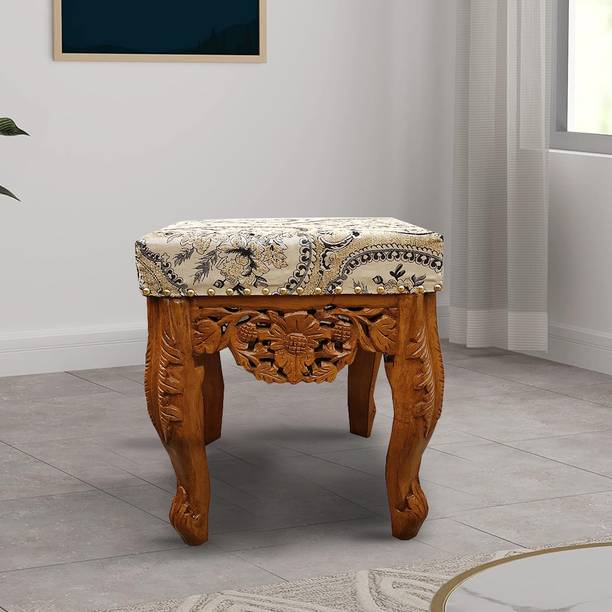 Wood Master Sre Teak Wood Handmade Carving Maharaja Stool for Living Room Living & Bedroom Stool
