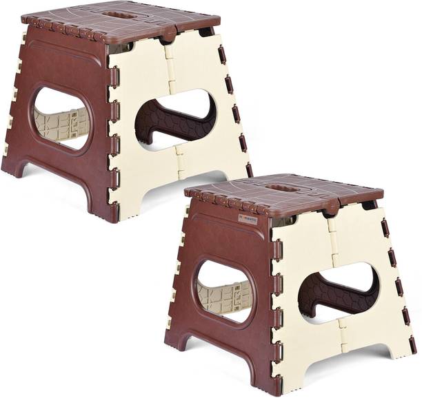 HOMESTIC Collapsible Stool Outdoor-Fishing-Gardening-Travel|Pack of 2|Small|Cream & Brown Stool