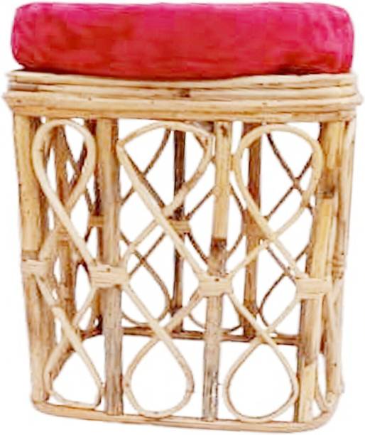 MiiArt Bamboo Cane Square Stool with Cushion use for Siting(Material-Bamboo)(size-L-31,W-31,H-39 cm) Pack of 1 pcs Bamboo Bar Stool