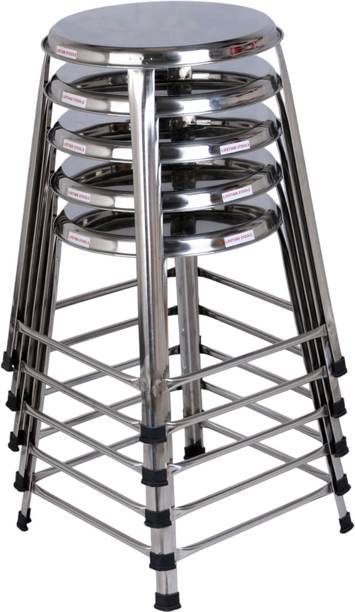 Lifetimestool Lifetime Stainless Steel Stool Pack of 5 Height 21 inch Metal Bar Stool
