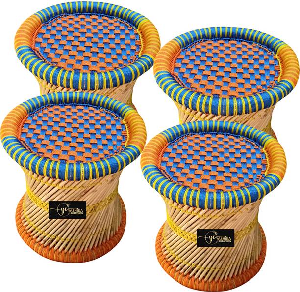 YASHIKA CREATION Cane Bar Stool Mudda/muddi/cafeteria stool for Indoor/Outdoor multicolor Outdoor & Cafeteria Stool