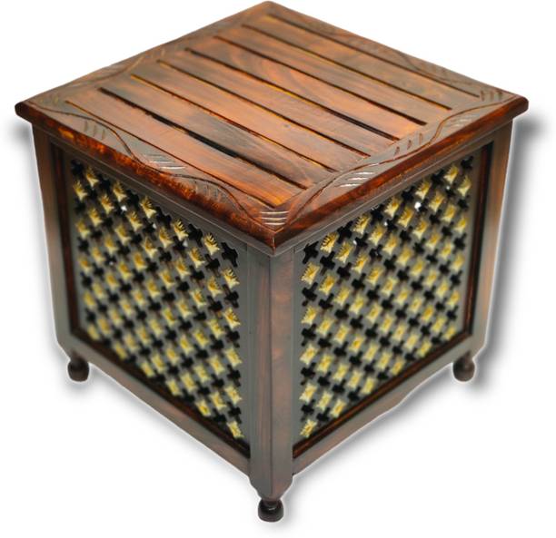 manzees Antique Handmade Wooden Storage Stool, Big Size Stool, Bedroom Stool Stool
