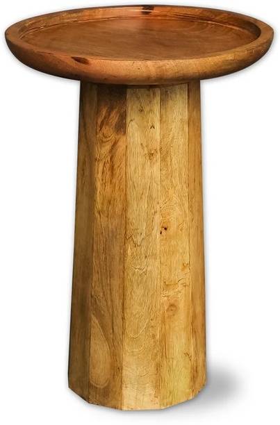 OnlineCraft Natural Mango Wood Round Accent Table - Compact Home Furniture for Living Room Living & Bedroom Stool