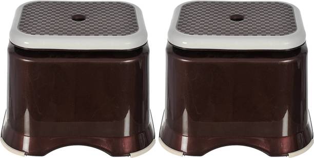 KUBER INDUSTRIES Ultra 10 Multiuses Portable Plastic Bathroom/Sitting Stool, Patla- Pack of 2 Stool