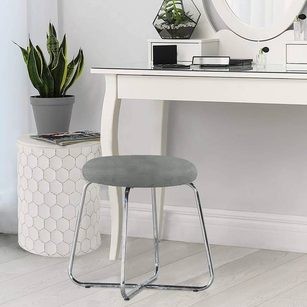 Indian Decor 31499 Round Backless Metal Vanity Stool with Upholstered Seat Living & Bedroom Stool