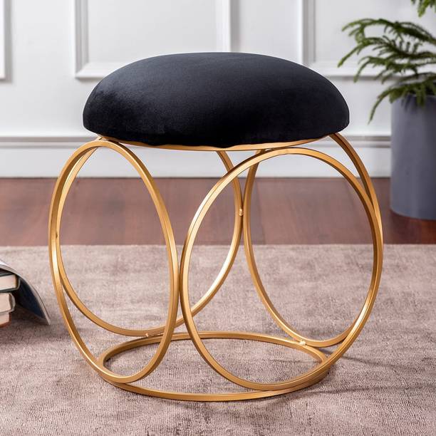 manzees Sitting Stool for Living Room Furniture Ottoman for Sitting Black and Gold Stool