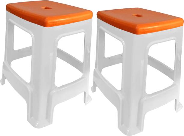 wow craft Heavy Duty Plastic Seating Stool for Home, Office & Garden Orange Top Living & Bedroom Stool