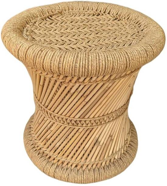 eXtend cReation Handmade and Natural Bamboo Mudda Stool With Beige - 12 X 12 Inch Outdoor & Cafeteria Stool