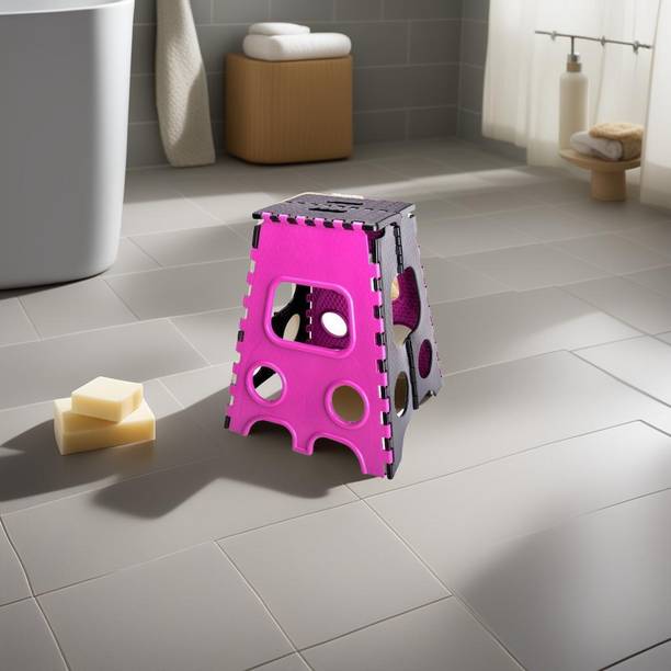 Whizzo 20 Inches Super Strong Folding Step Stool for Adults and Kids, Kitchen Stepping Stools, Garden Step Stool Kitchen Stool (Pink & Black) Living & Bedroom Stool