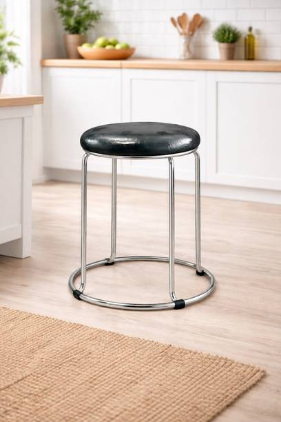 MAESTRO Comfortable Stainless steel With Round Seat for Kitchen Cafeteria Home office Living & Bedroom Stool