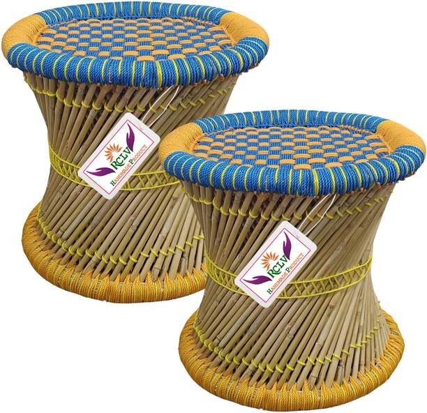 LV HANDMAKER Pure handmade Bamboo Stool Mudda/mudha/muddi Set of-2 Outdoor & Cafeteria Stool