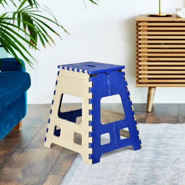 KUBER INDUSTRIES Collapsible Stool Outdoor-Fishing-Gardening-Travel|Large|Cream & Blue Living & Bedroom Stool