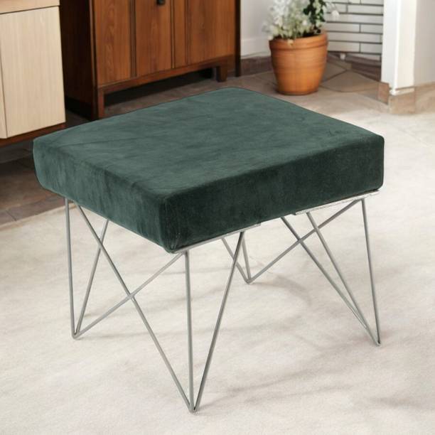 Ikiriya Asansol Sheesham Wood Mid Century Square Stool with Metal Legs Living & Bedroom Stool