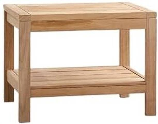 Mahoksha Teak Wooden Solid Shower Bench/Stool with Storage Shelf for Living Room Stool
