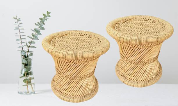 KISMAT COLLECTION Sada Mudda Stool, Chair For Living Room Round Shape Wooden Stool For Garden Outdoor & Cafeteria Stool