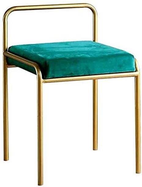 Indian Decor 6662 Chair Makeup Chair Chic Metal Square Low Backrest Dressing Table Stool Living & Bedroom Stool