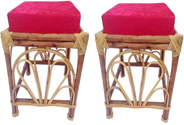 MiiArt Bamboo Cane Square Stool with Cushion use for Siting Stool