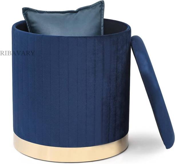 RIBAVARY Round Velvet Storage Ottoman,Vanity Stool Chair,Upholstered Foot Rest Stool Stool