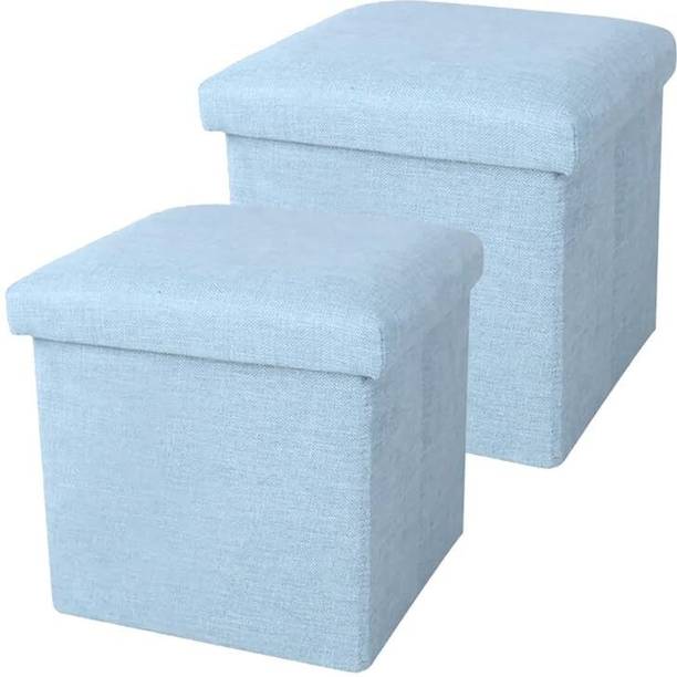 PRIME PICK Hessian Storage Stool Multi-Purpose Storage Stool with Cushion Seat Living & Bedroom Stool