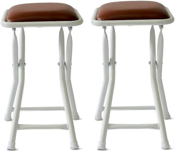 koorsi and co Compact Foldable Sqaure Metal Stool Set-2, Heavy Duty 18-Inch Portable Stool Kitchen Stool