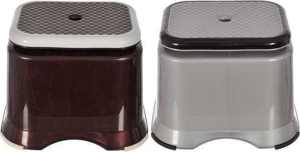 KUBER INDUSTRIES Ultra 10 Multiuses Portable Plastic Bathroom/Step/Sitting Stool,Patla- Pack of 2 Stool