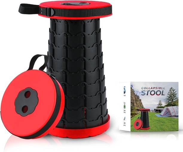 ActrovaX Collapsible Stool Retractable Stool for Outdoor Camping-Red Outdoor & Cafeteria Stool