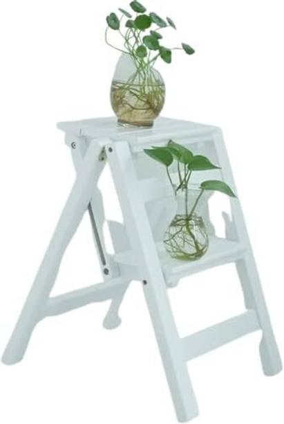 Mahoksha Multifunctional Teak Wooden Folding 4 Step Stool for Home and Library Stool