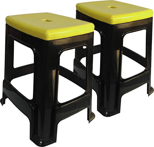 wow craft Heavy Duty Plastic Stool for Home, Office and Garden Yellow Top Living & Bedroom Stool
