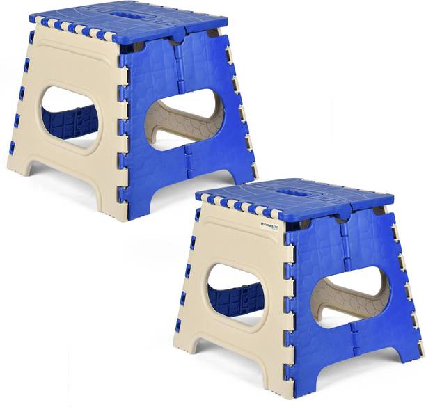 HOMESTIC Collapsible Stool Outdoor-Fishing-Gardening-Travel|Pack of 2|Small|Cream & Blue Stool