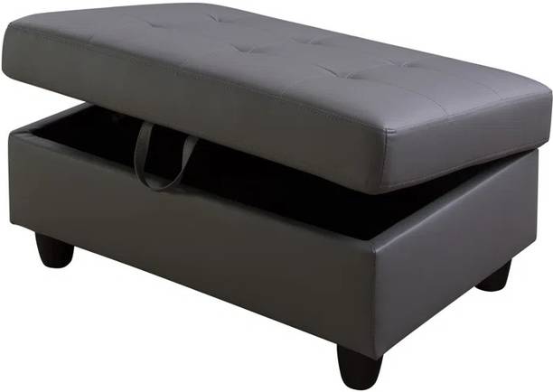 lifestyle furniture Faux Leather Tufted Rectangle Storage Ottoman Living & Bedroom Stool