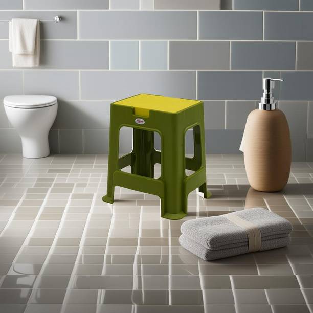 Supreme MEHANDI GREEN/LEMON YELLOW PLASTIC STOOL FOR HOME/OFFICE/GARDEN Outdoor & Cafeteria Stool
