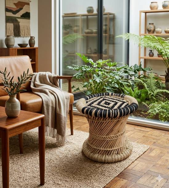 BHOOMI ENTERPRISES 15X15 RAJASTHANI MUDDA Outdoor & Cafeteria Stool