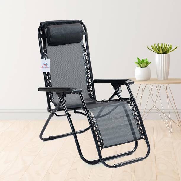 Heart Home Folding Chair for Home with Headrest Chair for Long Sitting | Black Stool Stool