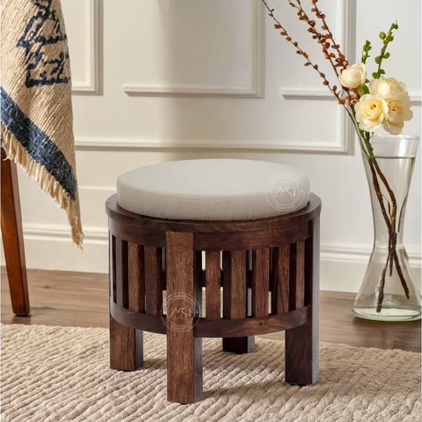 NSH Stool/Seat/Ottoman/Bench in Sheesham Wood Stool with Cushion | Sitting Chair Living & Bedroom Stool