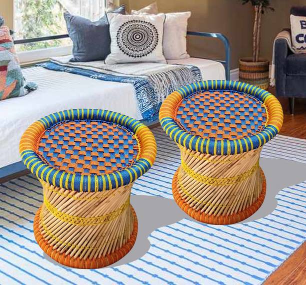 RCLV Pure handmade Bamboo Stool Mudda/muddi Set of-2 Outdoor & Cafeteria Stool