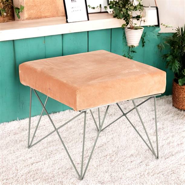 Ikiriya Asansol Sheesham Wood Mid Century Square Stool with Metal Legs Living & Bedroom Stool
