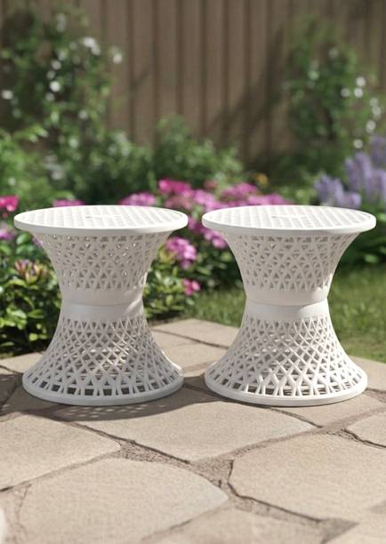 KUBER INDUSTRIES Plastic Mesh Damroo Seating Stool|Both Sided Stool for Guestroom|Pack of 2| Stool