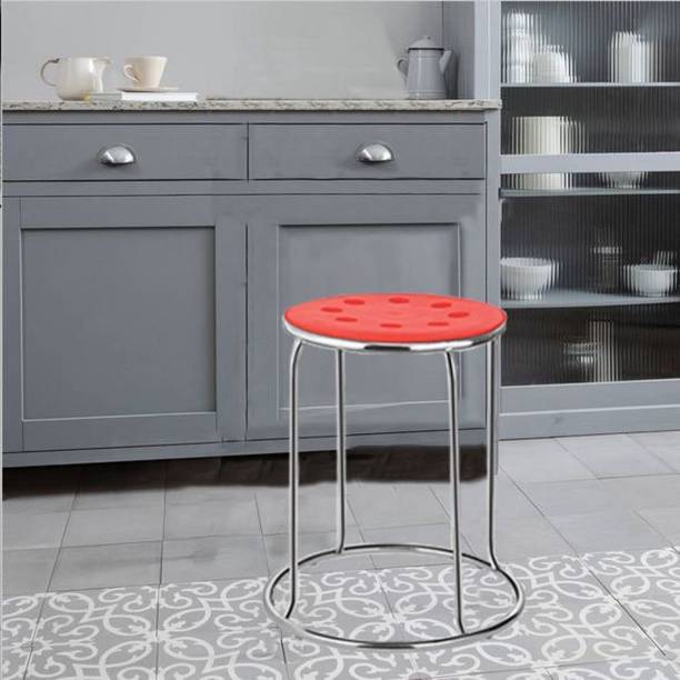 MAESTRO Red Plastic Round Stool for Kitchen Cafeteria Office Makeup Stool Plastic Stool Living & Bedroom Stool