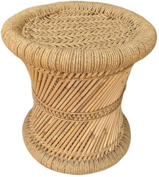 eXtend cReation Handmade and Natural Bamboo Mudda Stool With Beige - 12 X 12 Inch Outdoor & Cafeteria Stool