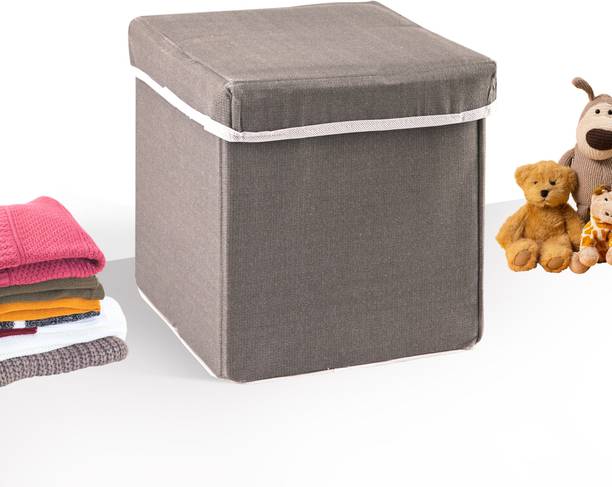 KUBER INDUSTRIES 22L Folding Seating Stool for Living Room & Bedroom | Grey Stool