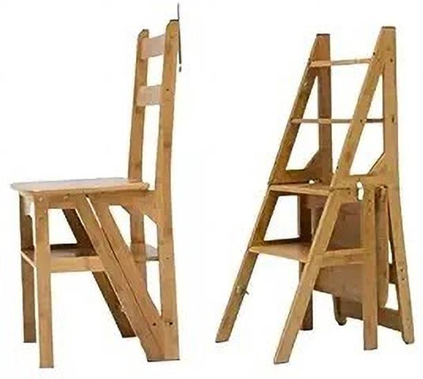 Mahoksha Wooden Ladder Three Step Stool for Home and Kitchen Stool