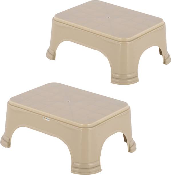 HOMESTIC Pack of 2 Durable Bathroom Stool for Bathing for Home | Plain - Beige Stool