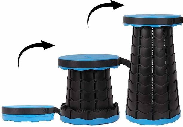 IRIS Camping Stool Retractable Folding Plastic Step Stool for Indoor, Outdoor, Camping, Walking, Hunting, Hiking, Fishing, Travel, Gardening, Beach, 2.5" to 18" Adjustable Height (Blue) Outdoor & Cafeteria Stool