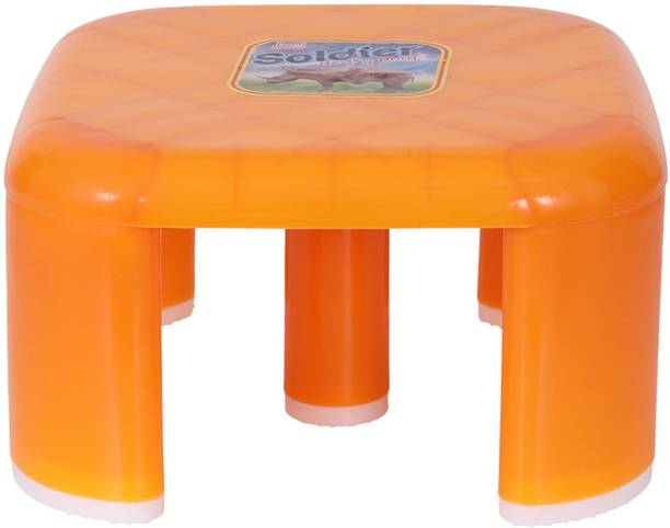 Orange PLAST DECENT PLASTICS Heavy Plastic Strong Multipurpose Stool with Anti Slip 5 Legs Kitchen Stool