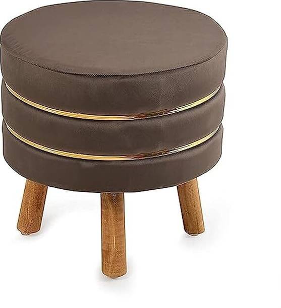 CROWN ART SHOPPEE Luxury Round Velvet Ottoman Stool Living & Bedroom Stool