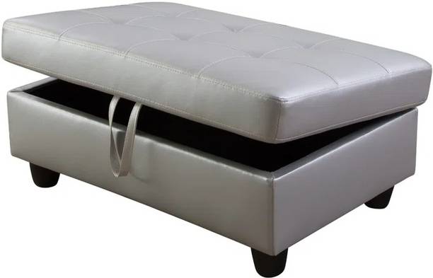 lifestyle furniture Faux Leather Tufted Rectangle Storage Ottoman Living & Bedroom Stool